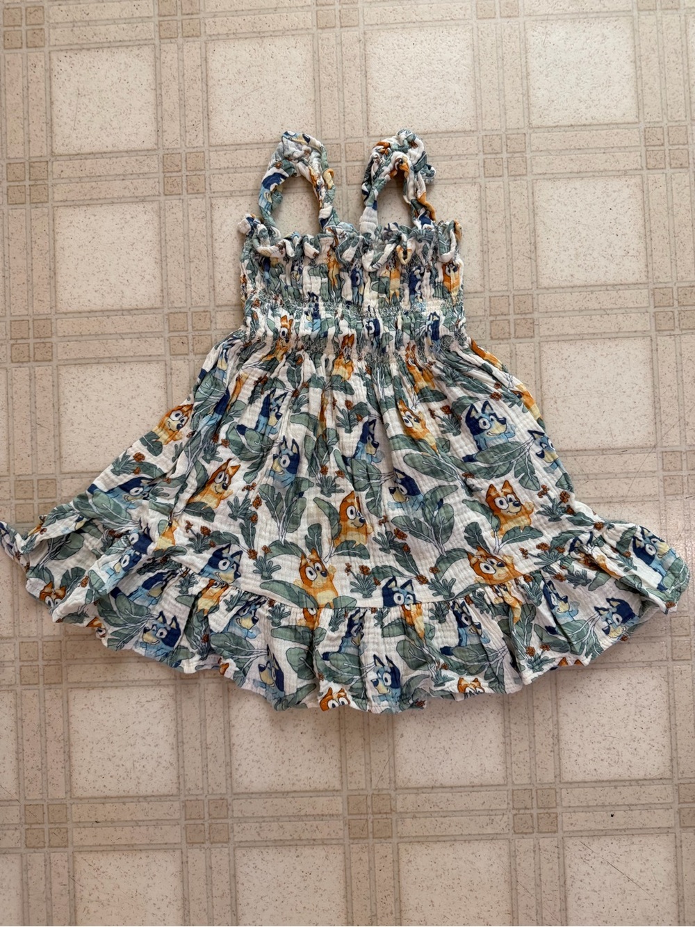 Bluey Set Gauzy Cotton Ruffled Sundress and Shorts Girls 3T - Picture 2 of 5
